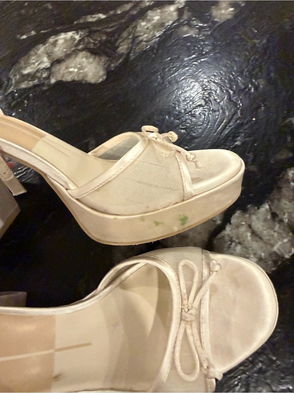 Pandor Cream White Tulle Block Heel Sandals - Picture 4 of 7